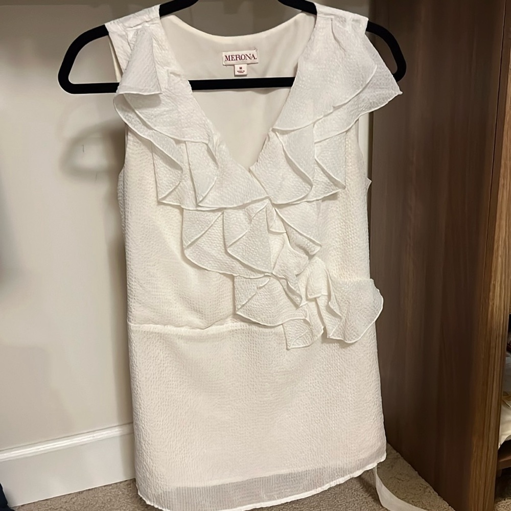 Merona white ruffle top